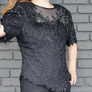 80s Shoulder Pad Beaded Top